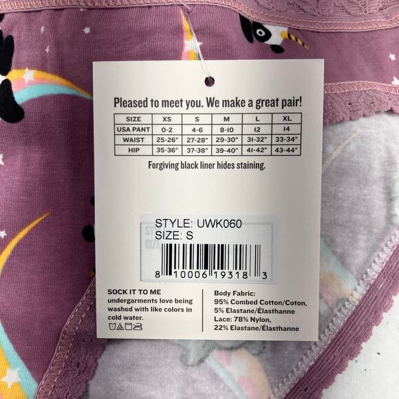 Sock It To Me Pink Unicorn Rainbow Panda Cotton Blend Mid-Rise Bikini Underwear - Picture 4 of 6